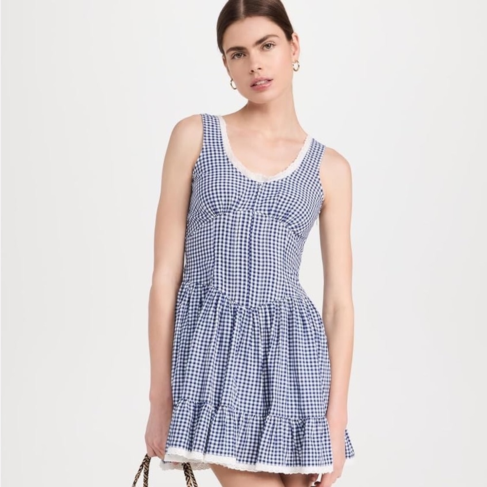 LoveShackFancy Navy and White Ceronne Gingham Dress- worn twice!